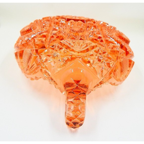 Imperial Pressed Glass Crystal Divided Relish Dish Two Handle Sawtooth Edge - Picture 10 of 11